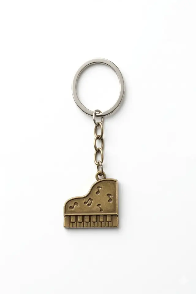 Kuyruklu Piyano Figürlü Antik Metal Anahtarlık | Müzik Notası Desenli | 3 Renk Seçeneği