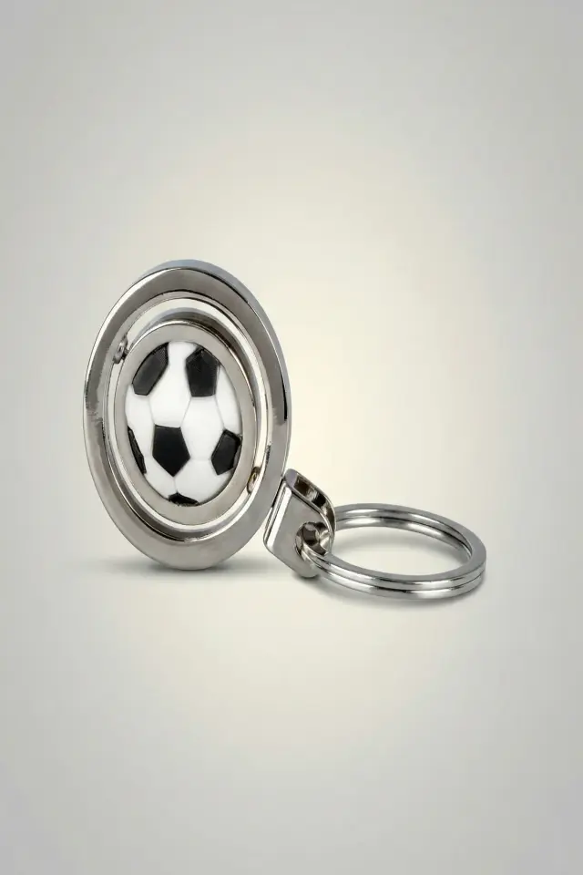 3 Boyutlu Döner Mekanizmalı Futbol Topu Metal Taraftar Anahtarlığı