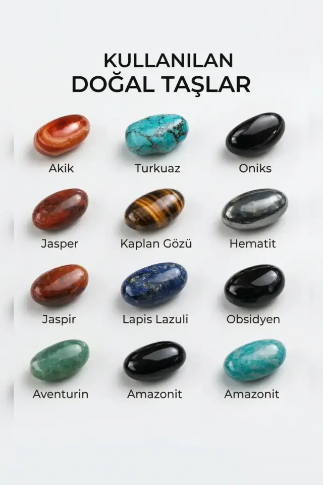 Doğal Taş ve Ahşap Detaylı Etnik Bohem El Yapımı Kolye