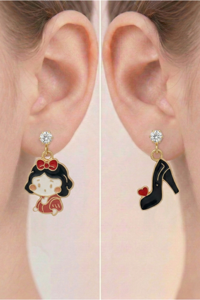 925 Gümüş Mineli Eğlenceli Figürlü Asimetrik Küpe Koleksiyonu