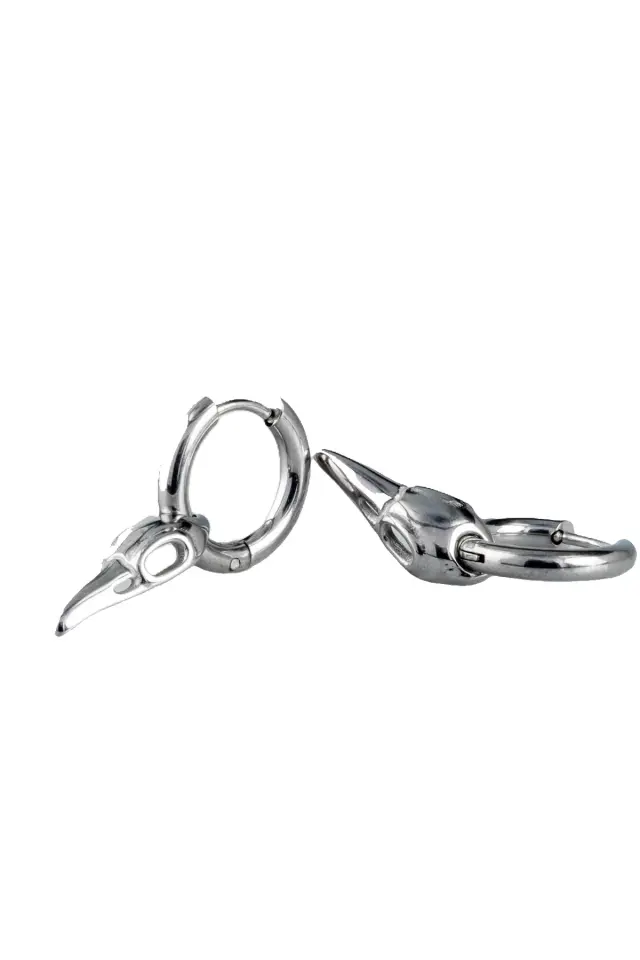 316L Paslanmaz Çelik Erkek Gotik Karga Kafası Halka Küpe