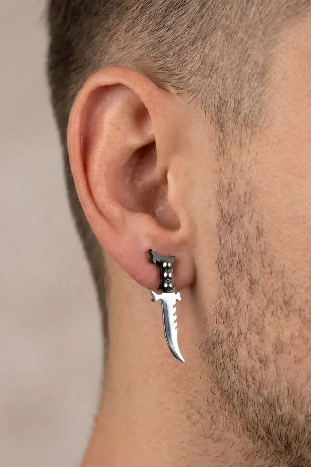 316L Paslanmaz Çelik  Bıçak Tasarımlı Küpe