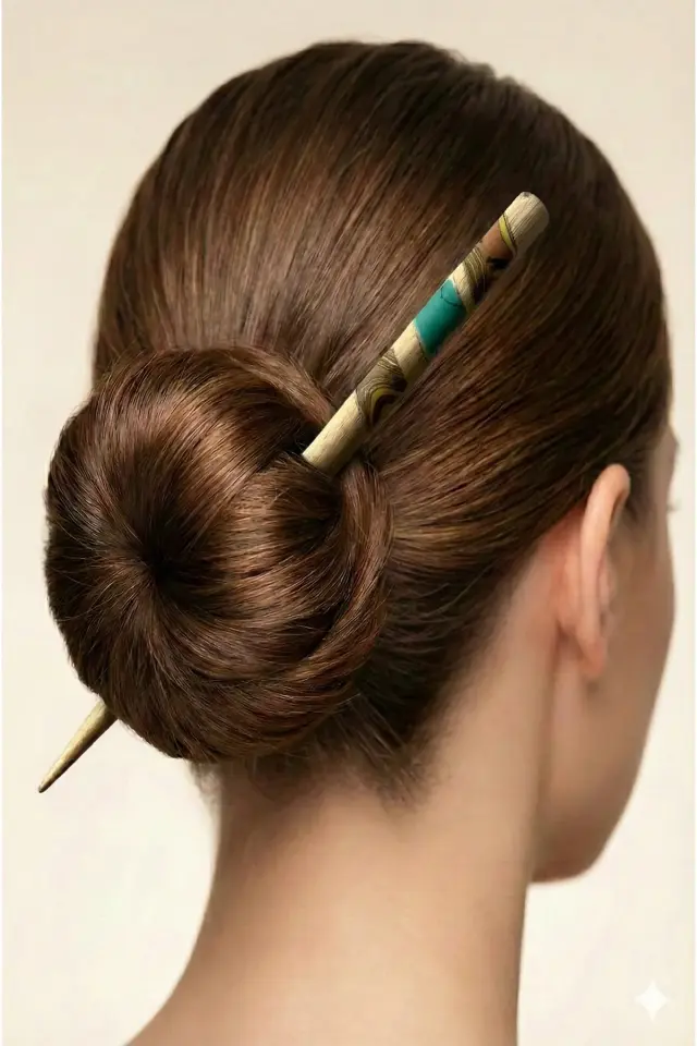 Kadın Topuz Kalemi | El İşçiliği Doğal Ahşap Saç Çubuğu Etnik Saç Tokası