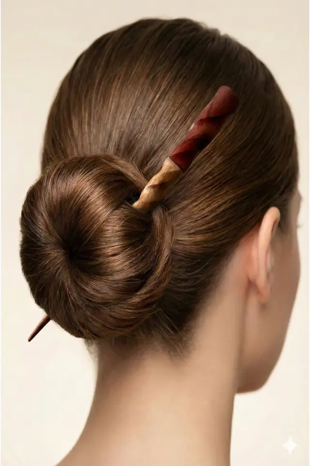 Kadın Topuz Kalemi | El İşçiliği Doğal Ahşap Saç Çubuğu Etnik Saç Tokası