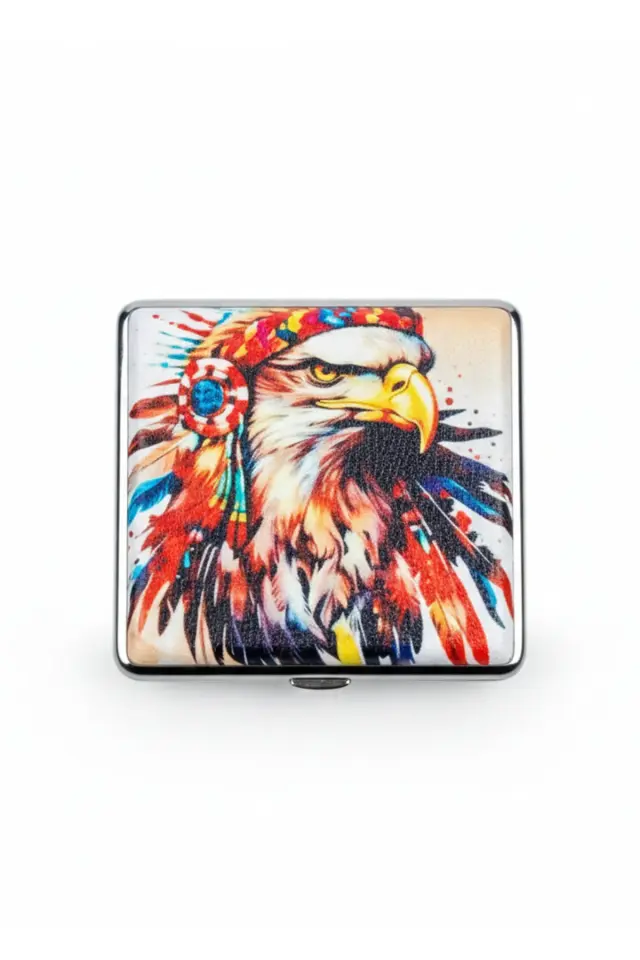 Native Kartal Desenli Bohem Metal Sigara Tabakası