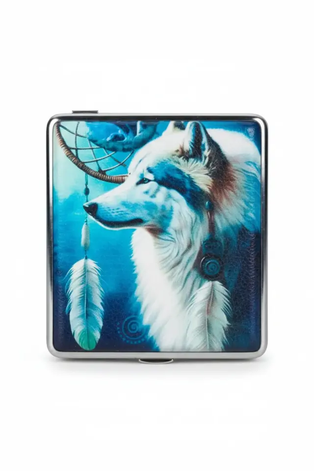 Mistik Kurt Desenli Metal Sigara Tabakası