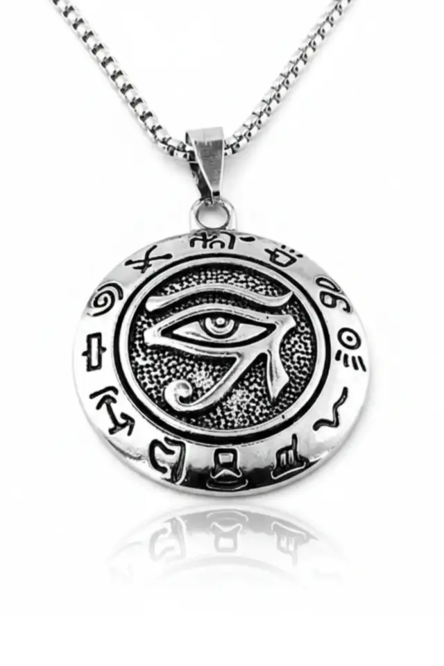 Viking Pusulası Vegvisir Detaylı Antik Eskitme 316L Paslanmaz Erkek Çelik Kolye