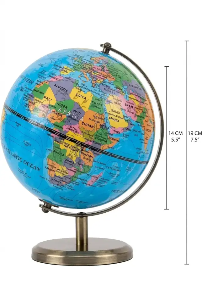 Müzik Kutulu Dünya Küresi, Vintage Antika Haritalı Küre, Retro Dekoratif Hediye