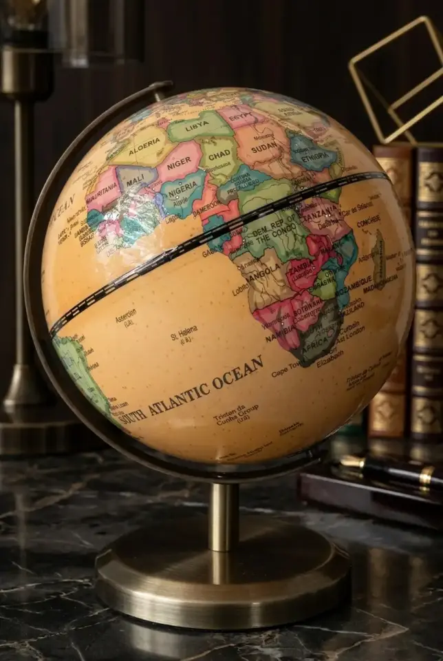 Müzik Kutulu Dünya Küresi, Vintage Antika Haritalı Küre, Retro Dekoratif Hediye