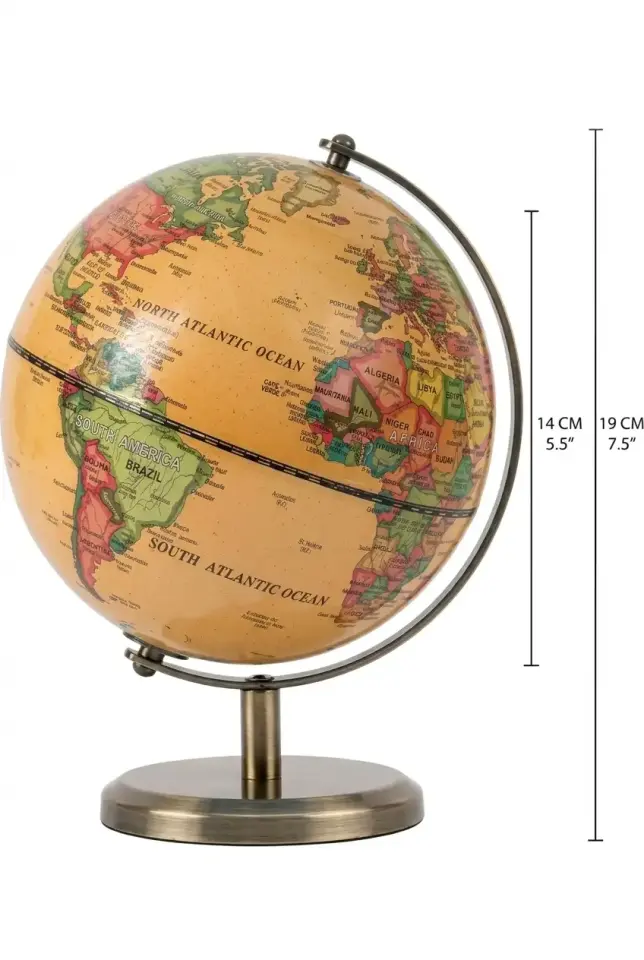 Müzik Kutulu Dünya Küresi, Vintage Antika Haritalı Küre, Retro Dekoratif Hediye