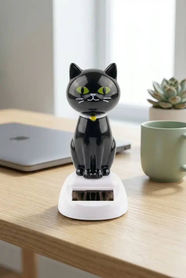 Güneş Enerjili Solar Dans Eden Figür Kedi - Ev Ofis Araba Masaüstü İçin