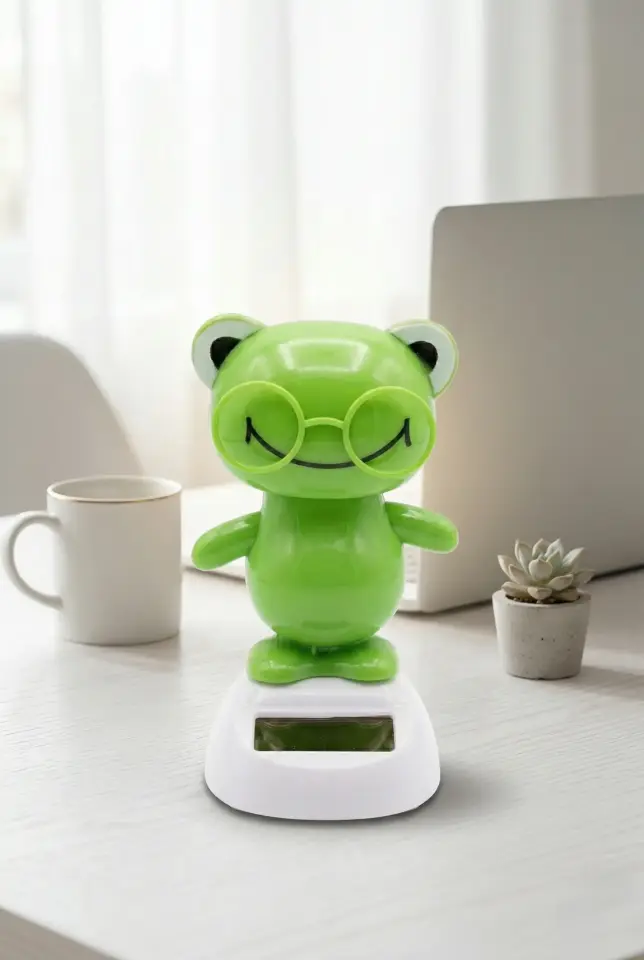 Güneş Enerjili Solar Dans Eden Figür Kurbağa - Ev Ofis Araba Masaüstü İçin