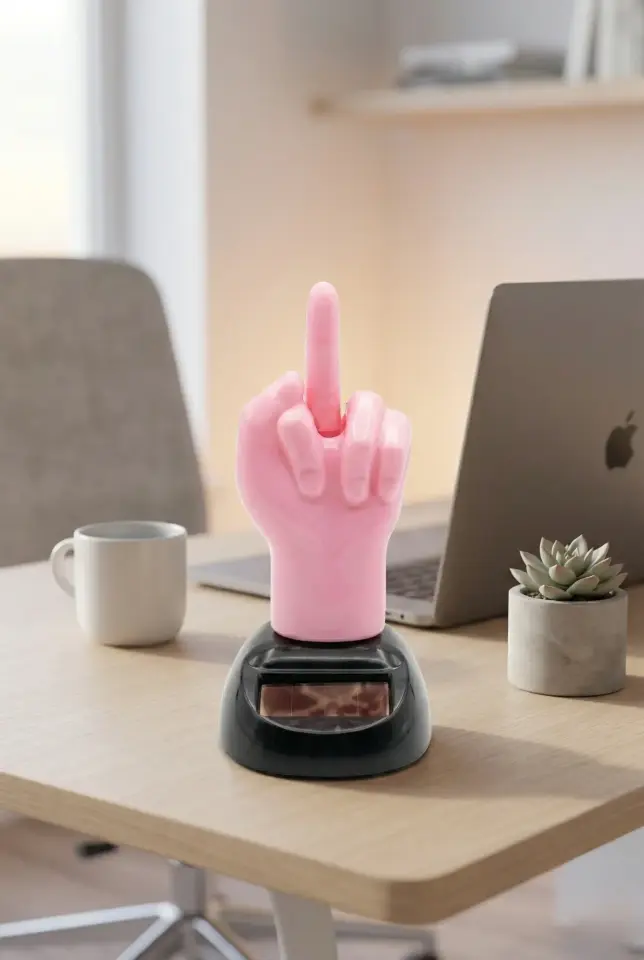 Güneş Enerjili Solar Orta Parmak Sallayan Figür - Ev Ofis Araba Masaüstü İçin