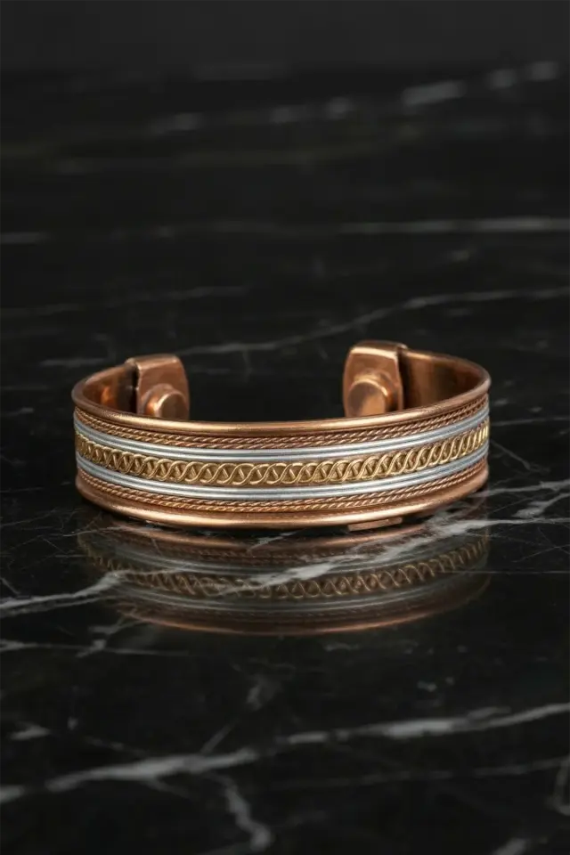 Etnik İyonlu Bakır Bileklik – Manyetik El İşçiliği Bakır Bileklik