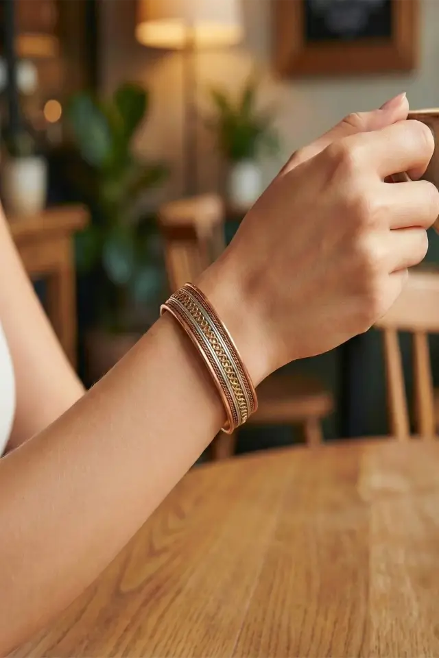 Etnik İyonlu Bakır Bileklik – Manyetik El İşçiliği Bakır Bileklik