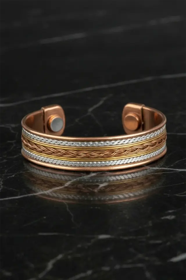 Etnik İyonlu Bakır Bileklik – Manyetik El İşçiliği Bakır Bileklik