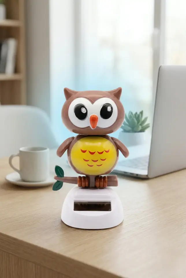 Güneş Enerjili Solar Dans Eden Figür Baykuş - Ev Ofis Araba Masaüstü İçin