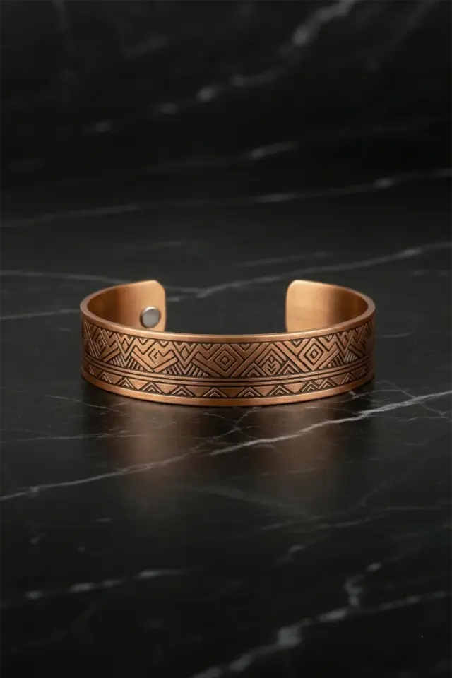 Etnik İyonlu Bakır Bileklik – Manyetik El İşçiliği Bakır Bileklik