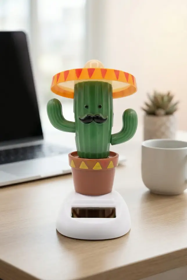 Güneş Enerjili Solar Dans Eden Figür Kaktüs - Ev Ofis Araba Masaüstü İçin