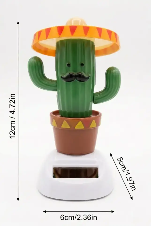 Güneş Enerjili Solar Dans Eden Figür Kaktüs - Ev Ofis Araba Masaüstü İçin