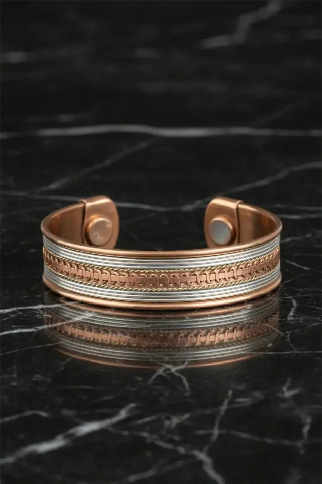 Etnik İyonlu Bakır Bileklik – Manyetik El İşçiliği Bakır Bileklik