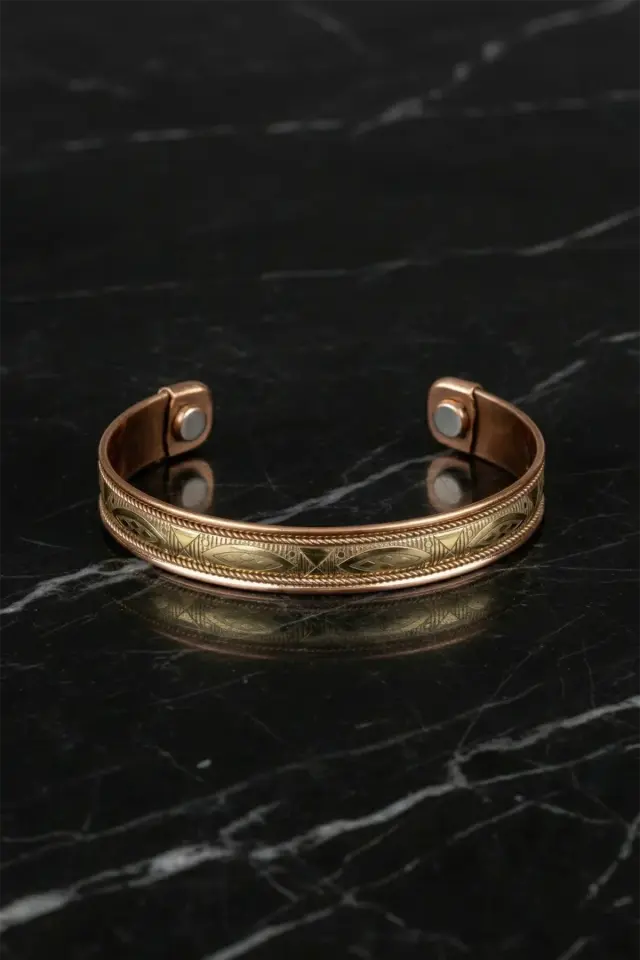 Etnik İyonlu Bakır Bileklik – Manyetik El İşçiliği Bakır Bileklik