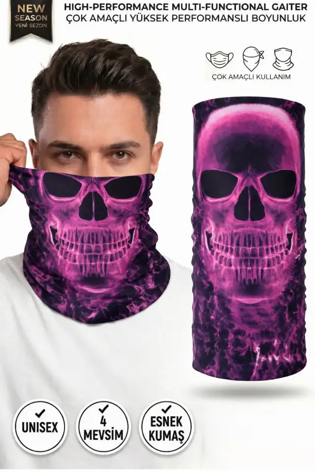 Unisex - 12 Farklı Kullanım Çok Amaçlı Dikişsiz Bandana - UV Korumalı, Nefes Alan Buff Tipi Boyunluk