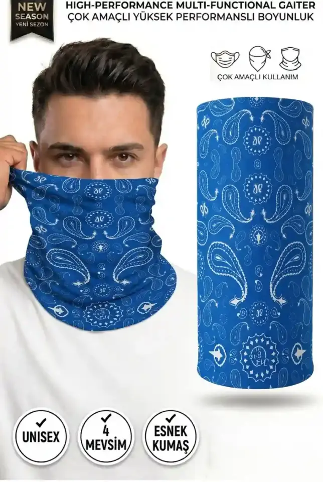 Unisex - 12 Farklı Kullanım Çok Amaçlı Dikişsiz Bandana - UV Korumalı, Nefes Alan Buff Tipi Boyunluk