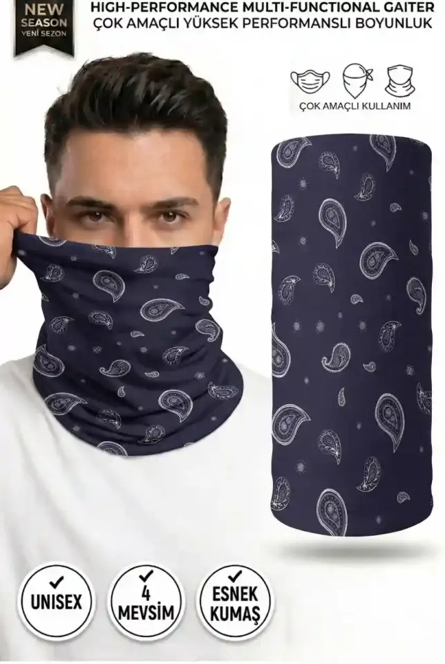 Unisex - 12 Farklı Kullanım Çok Amaçlı Dikişsiz Bandana - UV Korumalı, Nefes Alan Buff Tipi Boyunluk