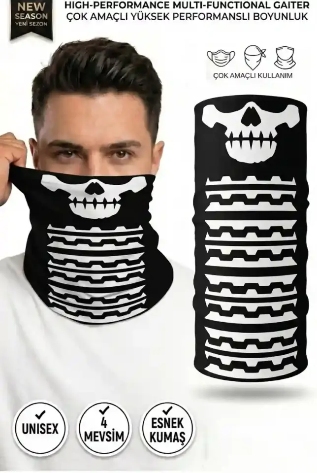 Unisex - 12 Farklı Kullanım Çok Amaçlı Dikişsiz Bandana - UV Korumalı, Nefes Alan Buff Tipi Boyunluk
