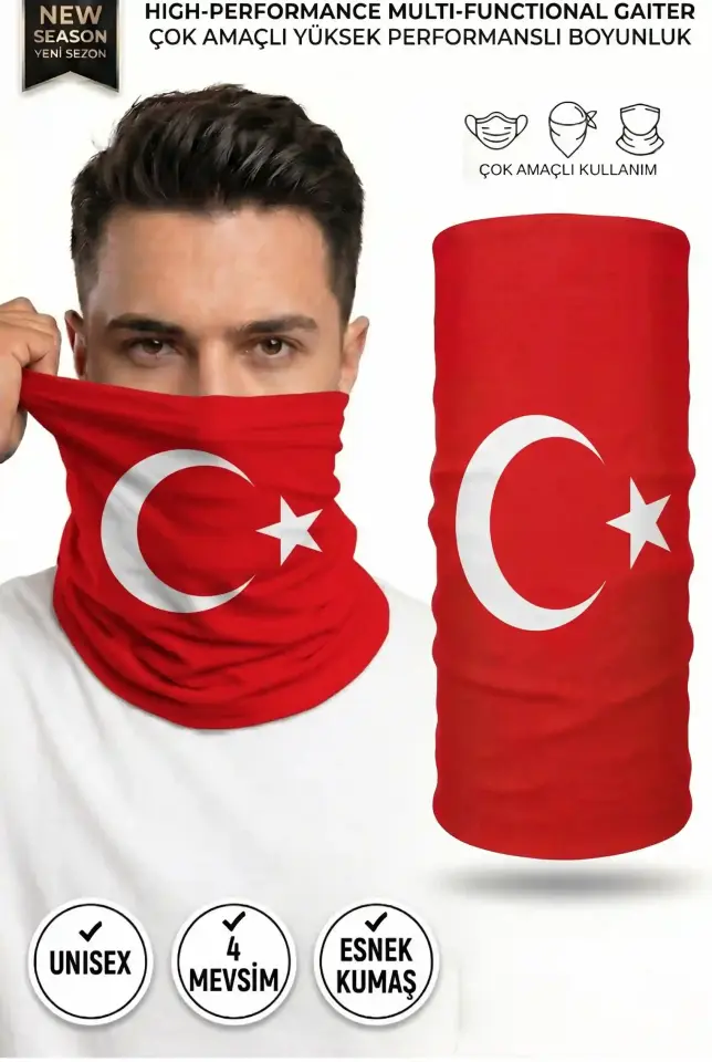 Unisex - 12 Farklı Kullanım Çok Amaçlı Dikişsiz Bandana - UV Korumalı, Nefes Alan Buff Tipi Boyunluk