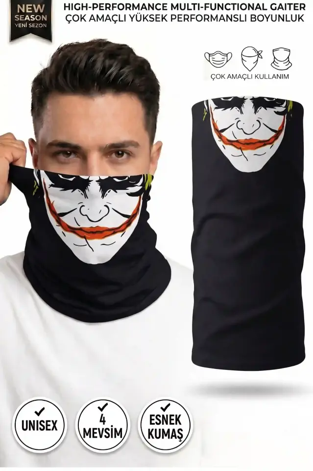 Unisex - 12 Farklı Kullanım Çok Amaçlı Dikişsiz Bandana - UV Korumalı, Nefes Alan Buff Tipi Boyunluk