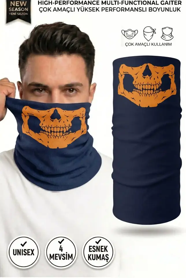 Unisex - 12 Farklı Kullanım Çok Amaçlı Dikişsiz Bandana - UV Korumalı, Nefes Alan Buff Tipi Boyunluk