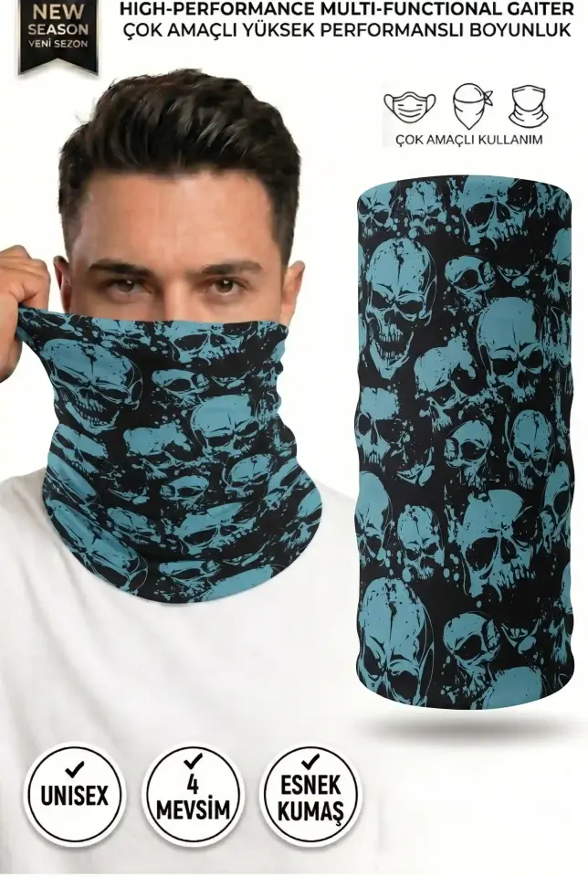 Unisex - 12 Farklı Kullanım Çok Amaçlı Dikişsiz Bandana - UV Korumalı, Nefes Alan Buff Tipi Boyunluk