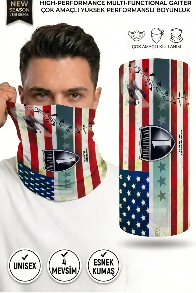 Unisex - 12 Farklı Kullanım Çok Amaçlı Dikişsiz Bandana - UV Korumalı, Nefes Alan Buff Tipi Boyunluk