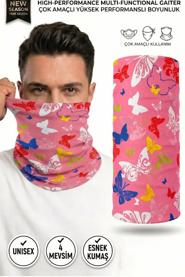 Unisex - 12 Farklı Kullanım Çok Amaçlı Dikişsiz Bandana - UV Korumalı, Nefes Alan Buff Tipi Boyunluk