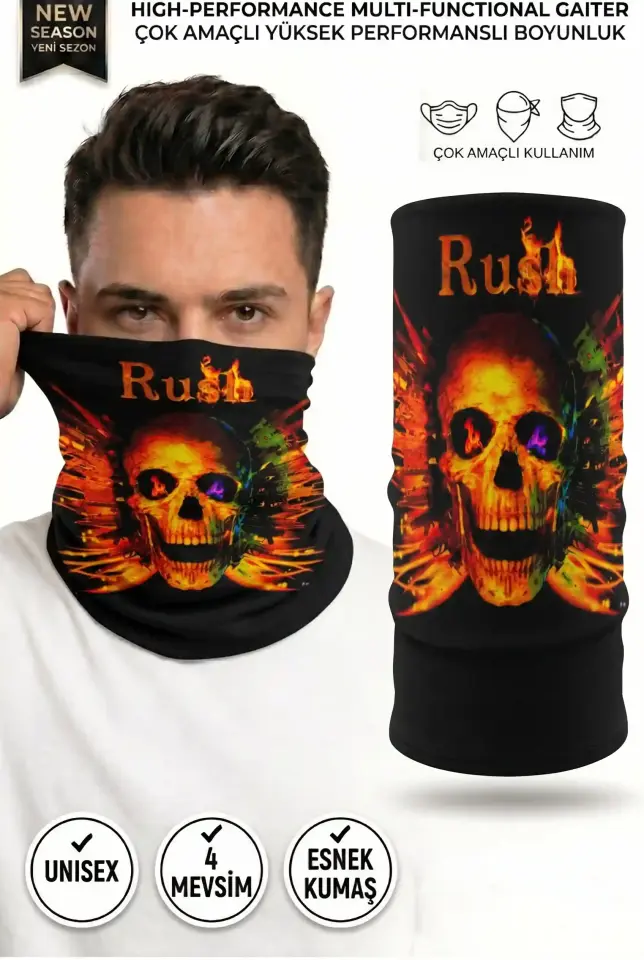 Unisex - 12 Farklı Kullanım Çok Amaçlı Dikişsiz Bandana - UV Korumalı, Nefes Alan Buff Tipi Boyunluk
