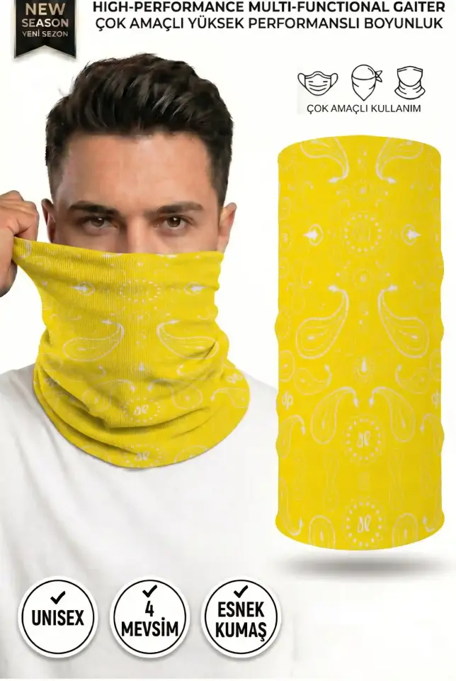 Unisex - 12 Farklı Kullanım Çok Amaçlı Dikişsiz Bandana - UV Korumalı, Nefes Alan Buff Tipi Boyunluk
