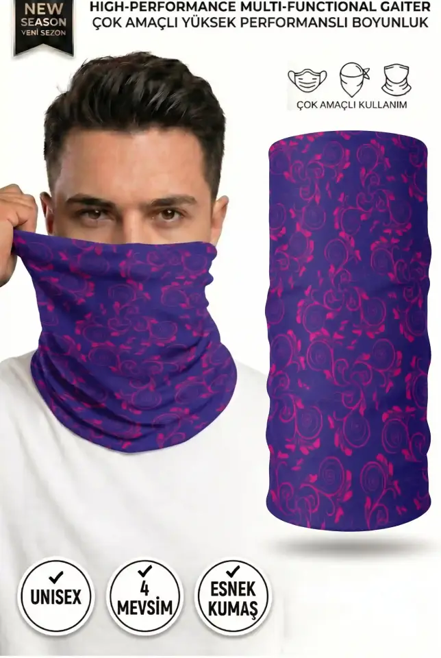 Unisex - 12 Farklı Kullanım Çok Amaçlı Dikişsiz Bandana - UV Korumalı, Nefes Alan Buff Tipi Boyunluk