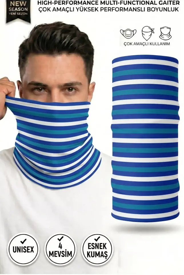 Unisex - 12 Farklı Kullanım Çok Amaçlı Dikişsiz Bandana - UV Korumalı, Nefes Alan Buff Tipi Boyunluk
