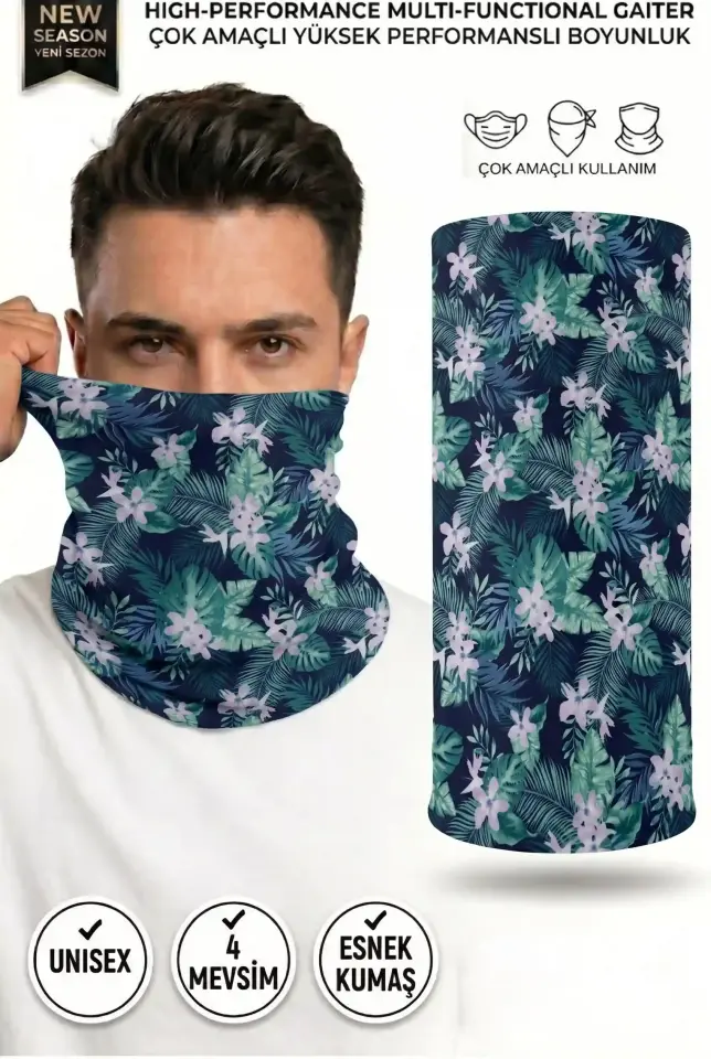 Unisex - 12 Farklı Kullanım Çok Amaçlı Dikişsiz Bandana - UV Korumalı, Nefes Alan Buff Tipi Boyunluk