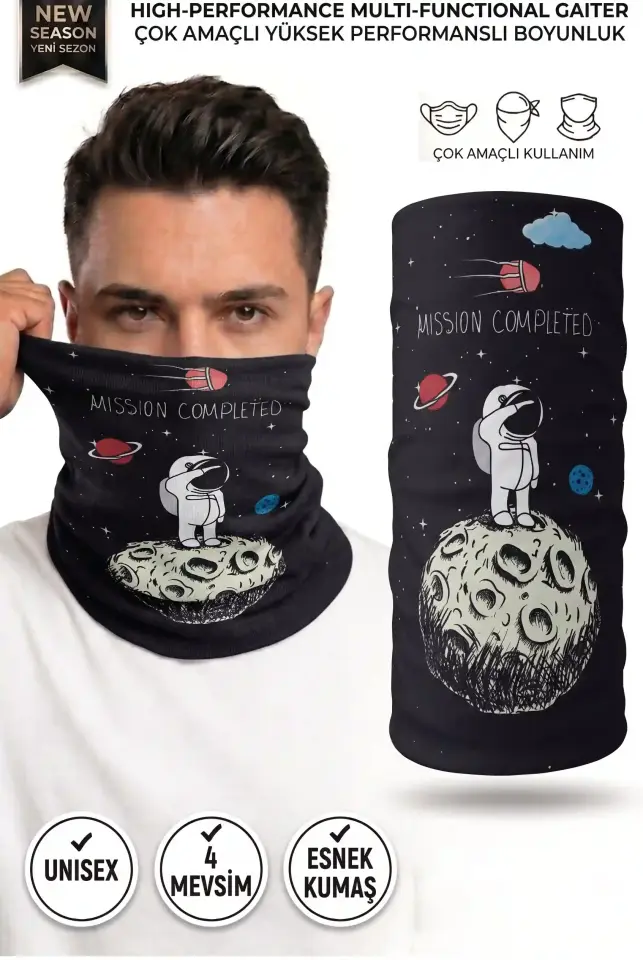 Unisex - 12 Farklı Kullanım Çok Amaçlı Dikişsiz Bandana - UV Korumalı, Nefes Alan Buff Tipi Boyunluk