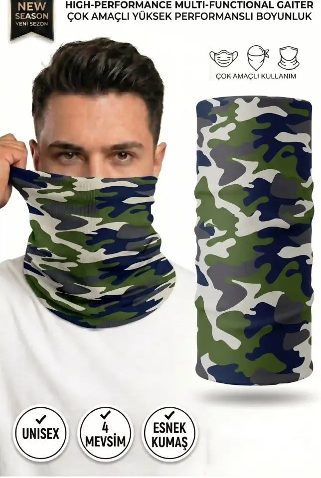 Unisex - 12 Farklı Kullanım Çok Amaçlı Dikişsiz Bandana - UV Korumalı, Nefes Alan Buff Tipi Boyunluk