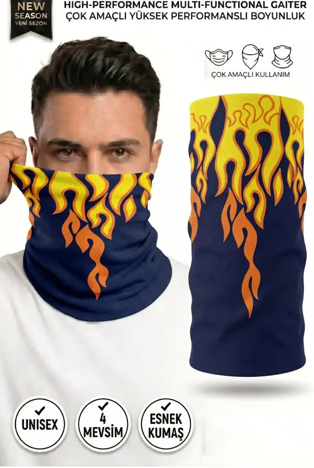 Unisex - 12 Farklı Kullanım Çok Amaçlı Dikişsiz Bandana - UV Korumalı, Nefes Alan Buff Tipi Boyunluk