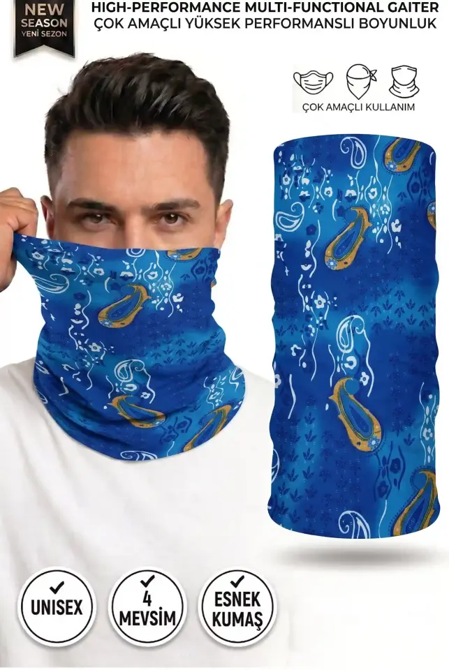 Unisex - 12 Farklı Kullanım Çok Amaçlı Dikişsiz Bandana - UV Korumalı, Nefes Alan Buff Tipi Boyunluk