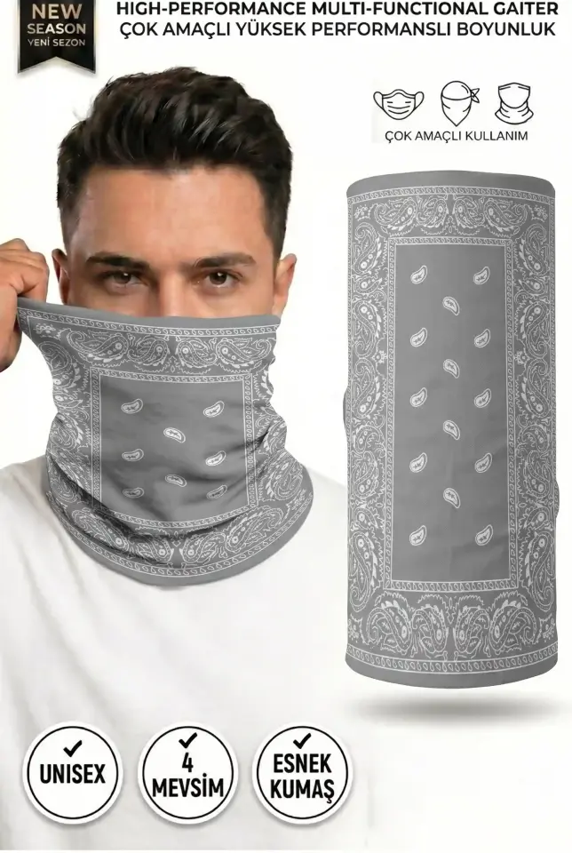 Unisex - 12 Farklı Kullanım Çok Amaçlı Dikişsiz Bandana - UV Korumalı, Nefes Alan Buff Tipi Boyunluk