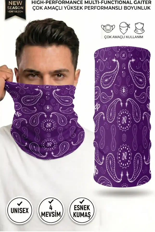 Unisex - 12 Farklı Kullanım Çok Amaçlı Dikişsiz Bandana - UV Korumalı, Nefes Alan Buff Tipi Boyunluk