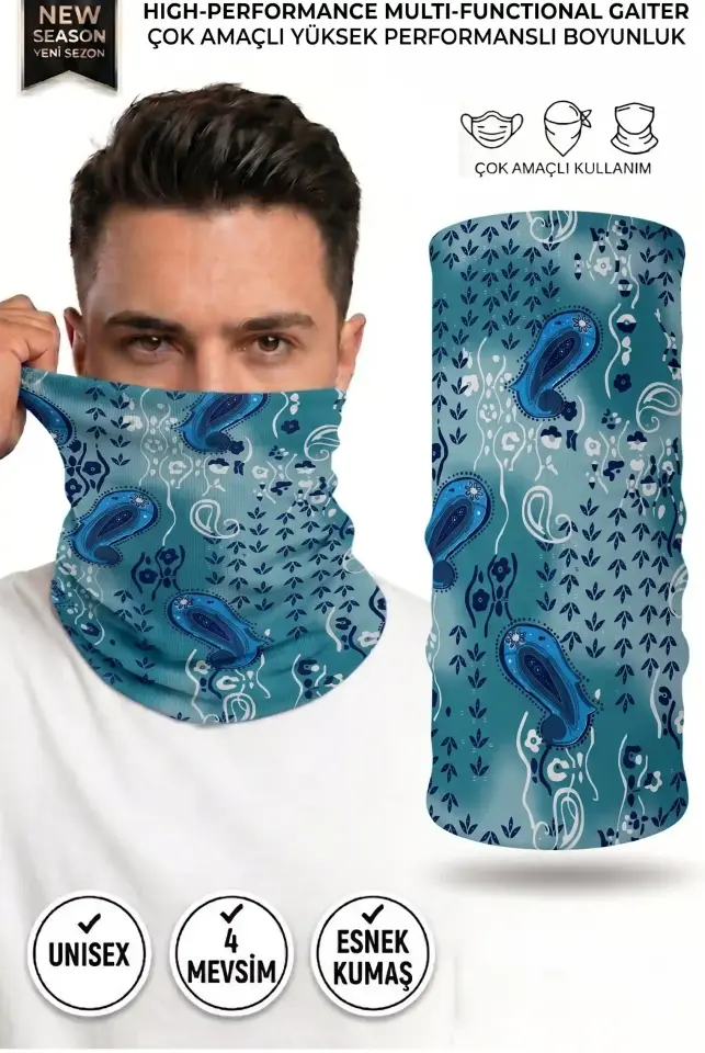 Unisex - 12 Farklı Kullanım Çok Amaçlı Dikişsiz Bandana - UV Korumalı, Nefes Alan Buff Tipi Boyunluk