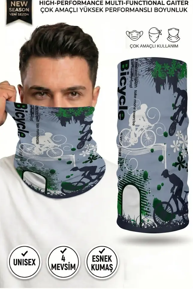 Unisex - 12 Farklı Kullanım Çok Amaçlı Dikişsiz Bandana - UV Korumalı, Nefes Alan Buff Tipi Boyunluk