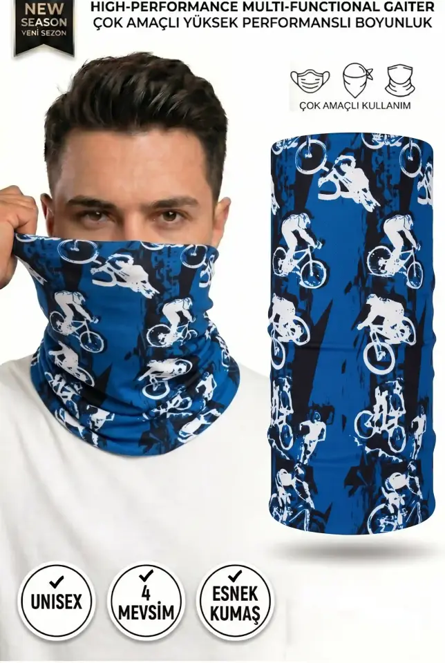 Unisex - 12 Farklı Kullanım Çok Amaçlı Dikişsiz Bandana - UV Korumalı, Nefes Alan Buff Tipi Boyunluk